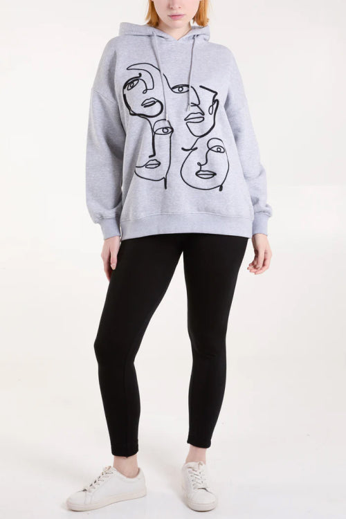 Grey 'face' hoodie