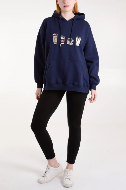 Navy 'coffee' Hoodie