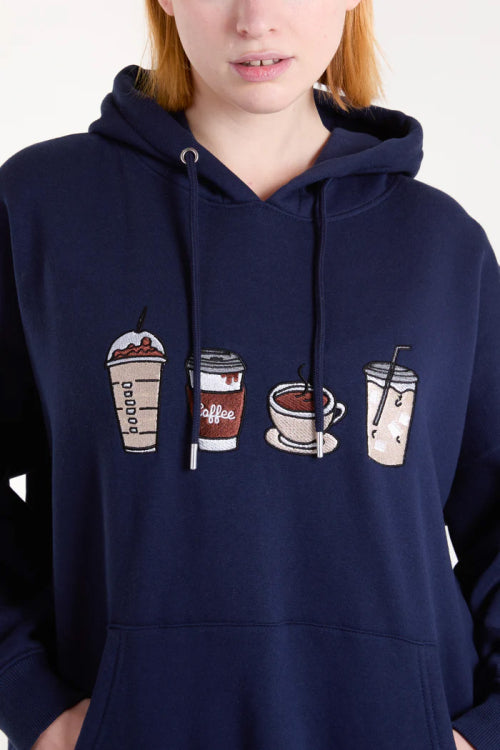 Navy 'coffee' Hoodie